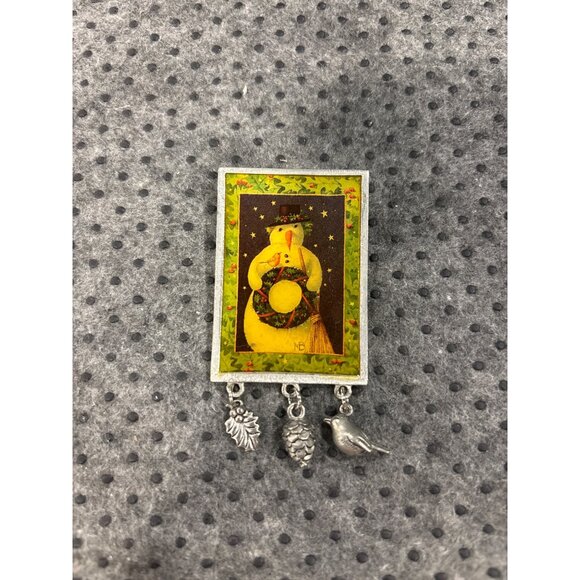 Vintage Christmas Pin Set W/ Teddy Bear Ornament Santa Cow & More  Brooches - Picture 8 of 15